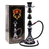 Black Glass Base with Green Leaves Hookah 22 Inches