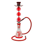 Red Translucent Glass Base Tropical Hookah 22 Inches