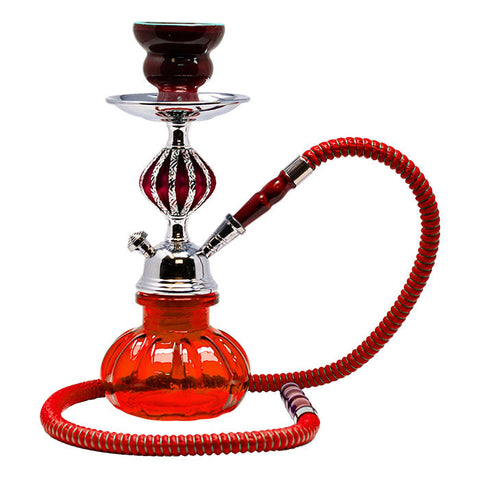 Red Pumpkin Glass Hookah 11 Inches