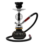 Black Wheel Design Glass Hookah 11 Inches