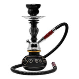 Floral Design Black Glass Hookah 11 Inches