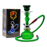 Floral Design Green Glass Hookah 11 Inches