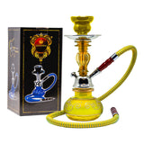 Floral Design Yellow Glass Hookah 11 Inches