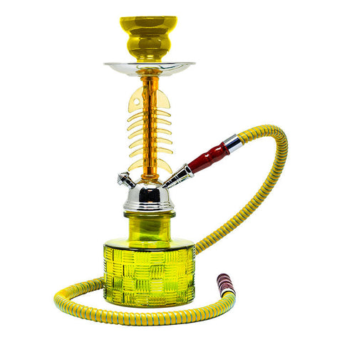 Fish Bone Yellow Glass Hookah 12 Inches