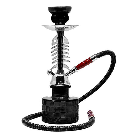 Fish Bone Black Glass Hookah 12 Inches