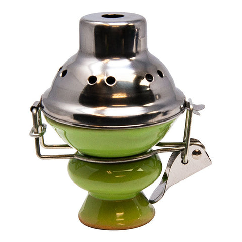GREEN HOOKAH BOWL WITH METAL LID