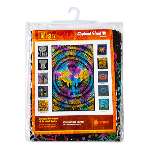 Cotton Elephant Head Multi Color Maple Tapestry