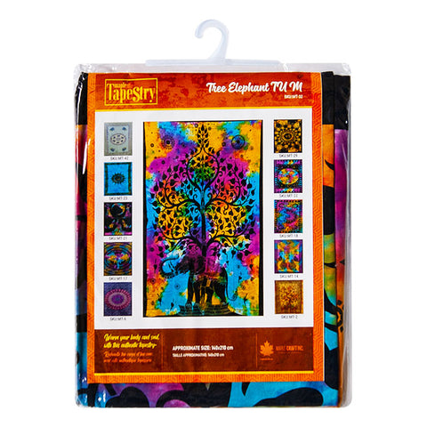 Cotton Tree Elephant TRK Up Multi Maple Tapestry