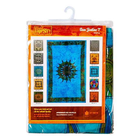 Cotton Sun Zodiac Teal Maple Tapestry