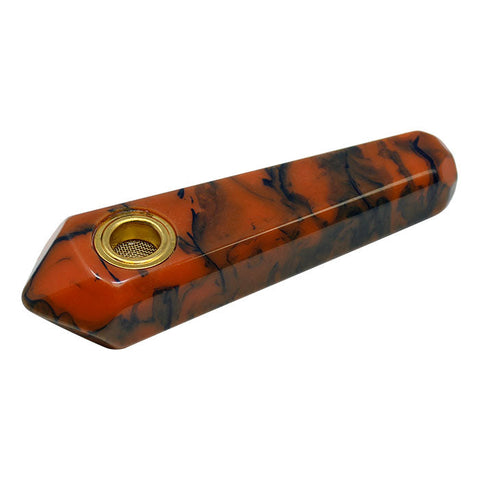 Red And Black Marble Stone Look Smoking Pipe 3 Inches