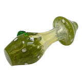 Mushroom Design Green Color Glass Pipe 4 Inches