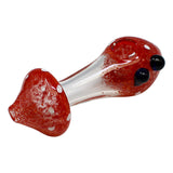 Mushroom Design Red Color Glass Pipe 4 Inches