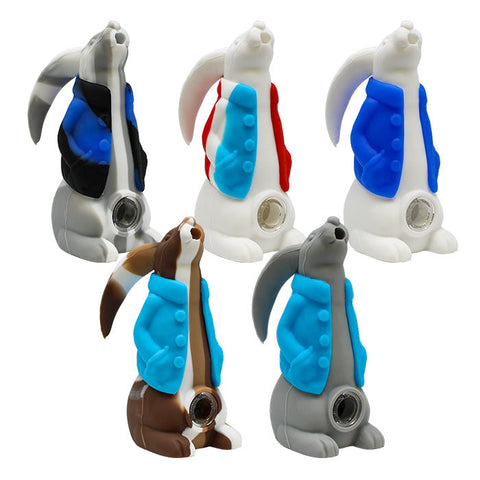Assorted Color Silicone Rabbit Pipe 4 Inches