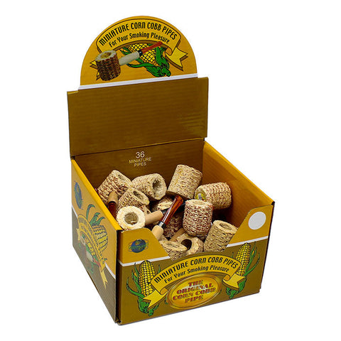 Corn Cob Pipes Display of 36