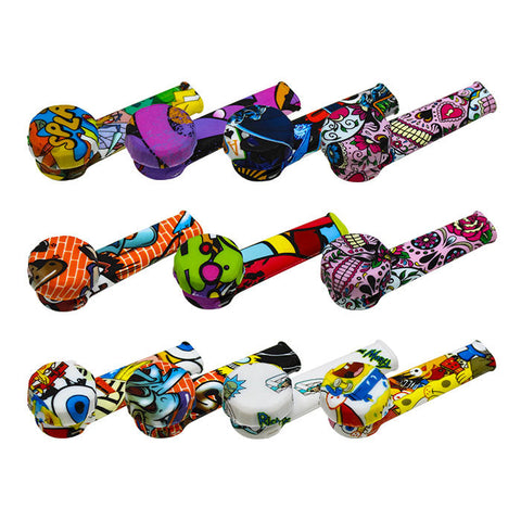 Assorted Graphic Design Silicone Pipe 4 Inches