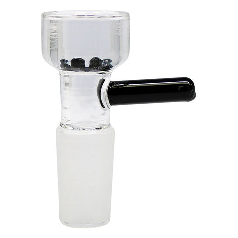 BLACK  IN BUILT SCREEN GLASS BOWL WITH HANDLE 14 MM