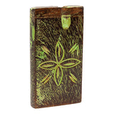 Green Flower Engraved Wooden Dugout 4 Inches