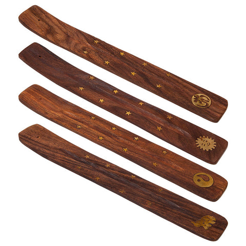 BRASS AND WOOD INCENSE HOLDER