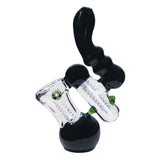 DOUBLE CHAMBER TWIN COLOR GLASS BUBBLER 7 INCHES