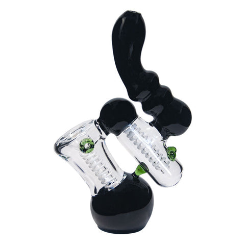 DOUBLE CHAMBER TWIN COLOR GLASS BUBBLER 7 INCHES