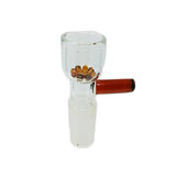 AMBER IN BUILT SCREEN GLASS BOWL WITH HANDLE 14 MM