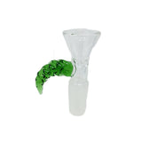 GREEN GLASS BOWL WITH TWIST HANDLE 14MM