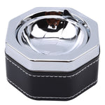 Portable Stainless Steel Windproof Ashtray Rotating Black Sticky Skin Model Rotating Ordinary Cigarette Ashtray Push Smoking Set