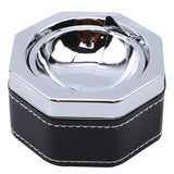 Portable Stainless Steel Windproof Ashtray Rotating Black Sticky Skin Model Rotating Ordinary Cigarette Ashtray Push Smoking Set