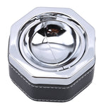 Portable Stainless Steel Windproof Ashtray Rotating Black Sticky Skin Model Rotating Ordinary Cigarette Ashtray Push Smoking Set