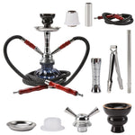 Black Arab Shisha Hookah Set Complete Sheesha Narguile Bowl Charcoal Tray Double Tube Water Pipe Smoking Accessories