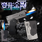 Free Fire Double Flame Jet Pistol Lighter Torch Turbo Unusual Lighter Windproof Refillable Butane Gas Lighter Gadgets For Men
