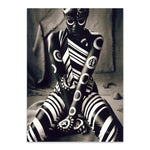 Black and White Pattern African Woman Poster HD Print Canvas Painting Unique Figure Wall Art Pictures Living Room Decor Mural