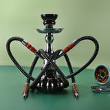 Black Arab Shisha Hookah Set Complete Sheesha Narguile Bowl Charcoal Tray Double Tube Water Pipe Smoking Accessories
