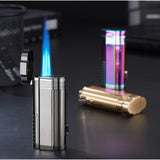Inflatable Torch Lighter Triple Jet Flame Cigar Lighter With Cigar Knife/refillable Butane Gas