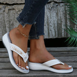 Women 2023 Summer Wedges Clip Toe Sandals Outdoor Slippers Casual Ladies Beach Shoes Metal Button Flip Flops Slides Footwear