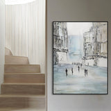 Hand Painted Picture Wall Art Paintings On Canvas Abstract Street Landscape Home Decor Buliding Art Pinting For Living Room