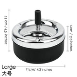 Free Shipping Round Push Down Spinning Metal Ashtray with Cigarette Cigar Smoking Smoke Ash Tray - Black