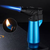COHIBA Portable Outdoor Metal Windproof Butane Gas Lighter 3 Torch Blue Flame Jet Cigar Lighter Gift Box Men's Gift isqueiro