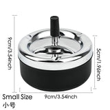 Free Shipping Round Push Down Spinning Metal Ashtray with Cigarette Cigar Smoking Smoke Ash Tray - Black