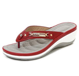 Women 2023 Summer Wedges Clip Toe Sandals Outdoor Slippers Casual Ladies Beach Shoes Metal Button Flip Flops Slides Footwear