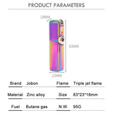 Jobon Cool Gadgets For Men Torch Lighters Butane Refillable Gas Lighter With Cigar Cutter Windproof Triple Turbo Jet Lighter