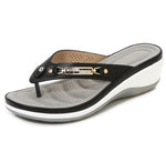 Women 2023 Summer Wedges Clip Toe Sandals Outdoor Slippers Casual Ladies Beach Shoes Metal Button Flip Flops Slides Footwear