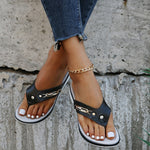Women 2023 Summer Wedges Clip Toe Sandals Outdoor Slippers Casual Ladies Beach Shoes Metal Button Flip Flops Slides Footwear