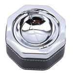Portable Stainless Steel Windproof Ashtray Rotating Black Sticky Skin Model Rotating Ordinary Cigarette Ashtray Push Smoking Set