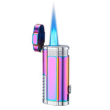 Inflatable Torch Lighter Triple Jet Flame Cigar Lighter With Cigar Knife/refillable Butane Gas