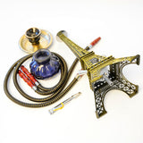 Metal Eiffel Tower Double Pipe Hookah Set Accessories Hookah Shisha Water Smoking Pipe Hookah Aaccessories