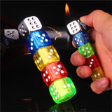 Windproof Dice Lighter Green Flame Refillable Butane Torch Lighter Creative Body LED Flashing Cute Gift Cigarette Accessories