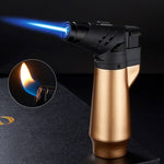 COHIBA Portable Outdoor Metal Windproof Butane Gas Lighter 3 Torch Blue Flame Jet Cigar Lighter Gift Box Men's Gift isqueiro