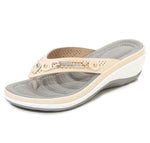 Women 2023 Summer Wedges Clip Toe Sandals Outdoor Slippers Casual Ladies Beach Shoes Metal Button Flip Flops Slides Footwear