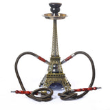 Metal Eiffel Tower Double Pipe Hookah Set Accessories Hookah Shisha Water Smoking Pipe Hookah Aaccessories